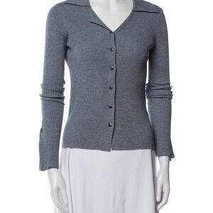 Nanushka Ribbed Blue Cardigan